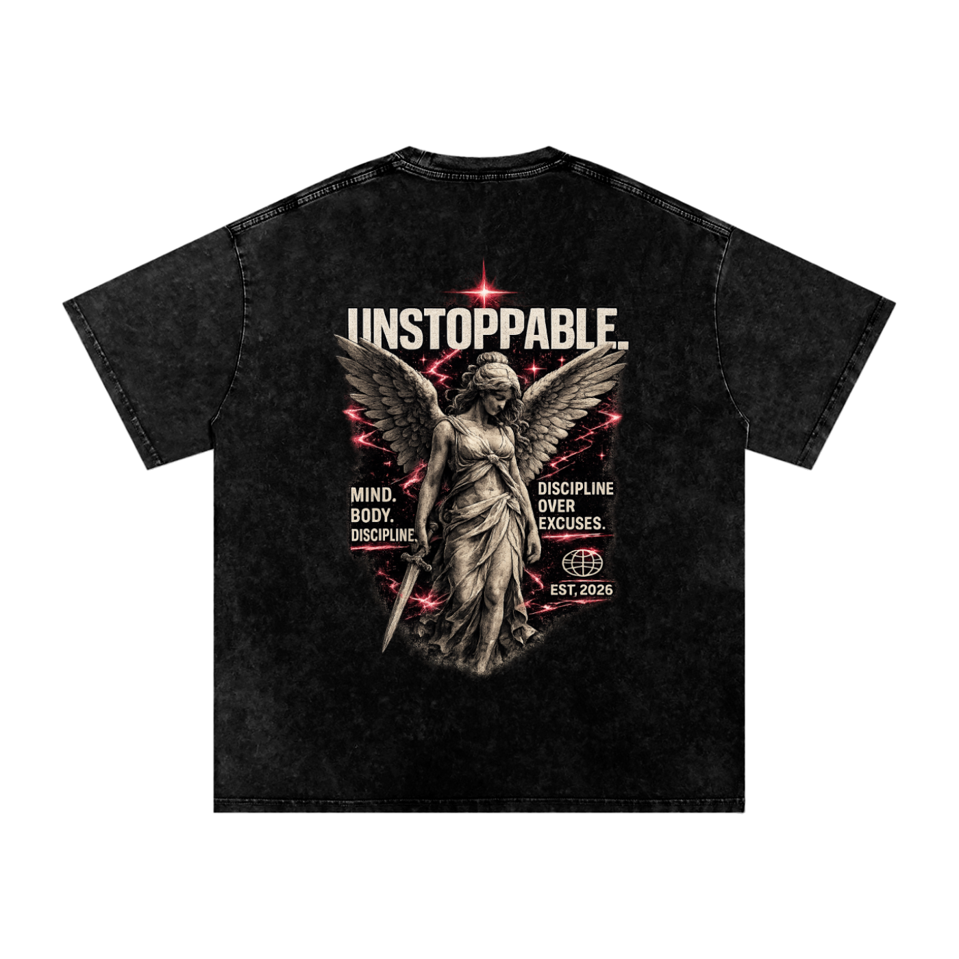 Snow Washed Oversized Cotton T-Shirt, Female Angel